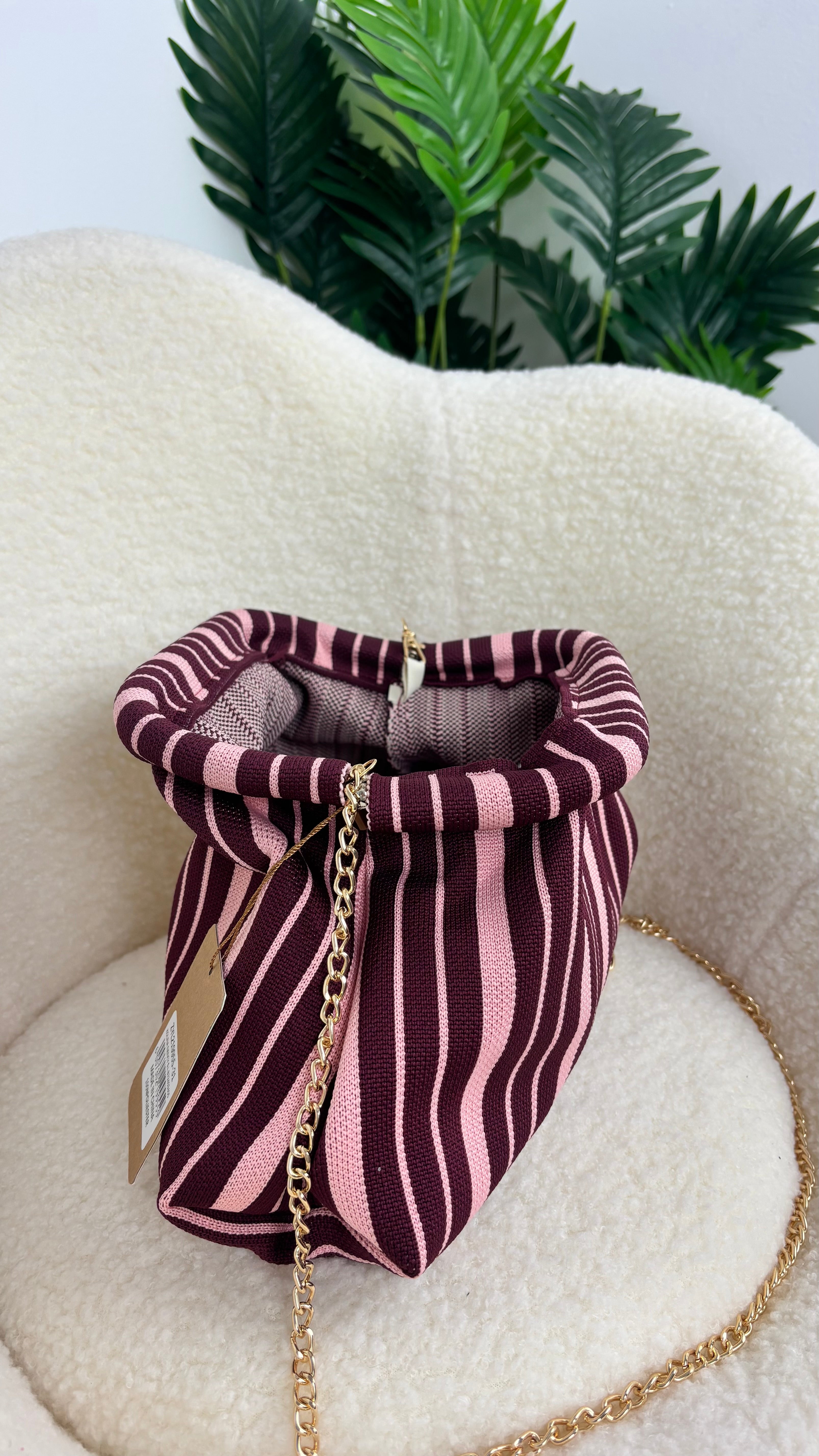 Bolso rayas rosa
