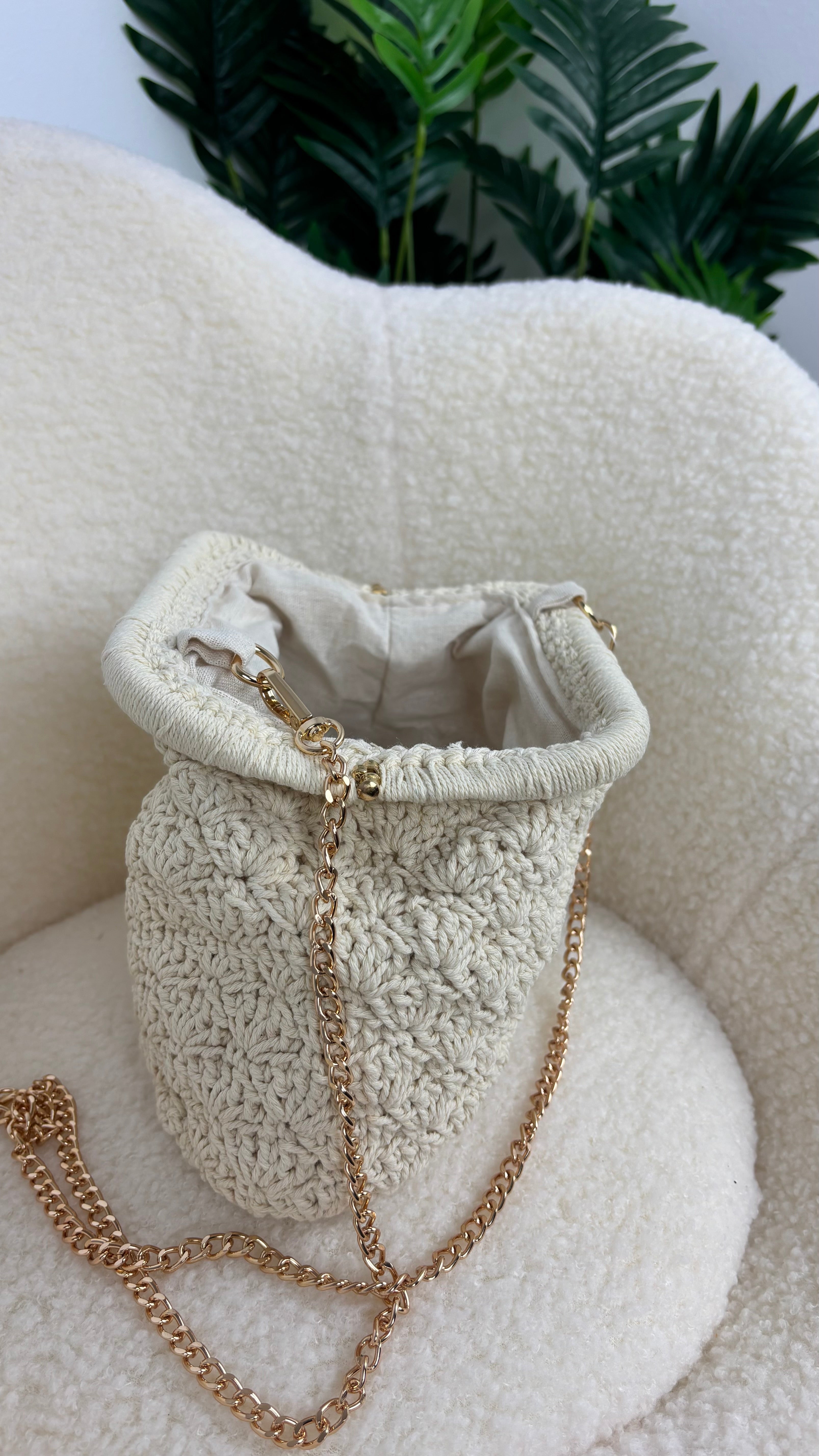 Bolso crochet beige 2