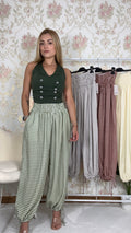 Pantalón globo cintura ancha