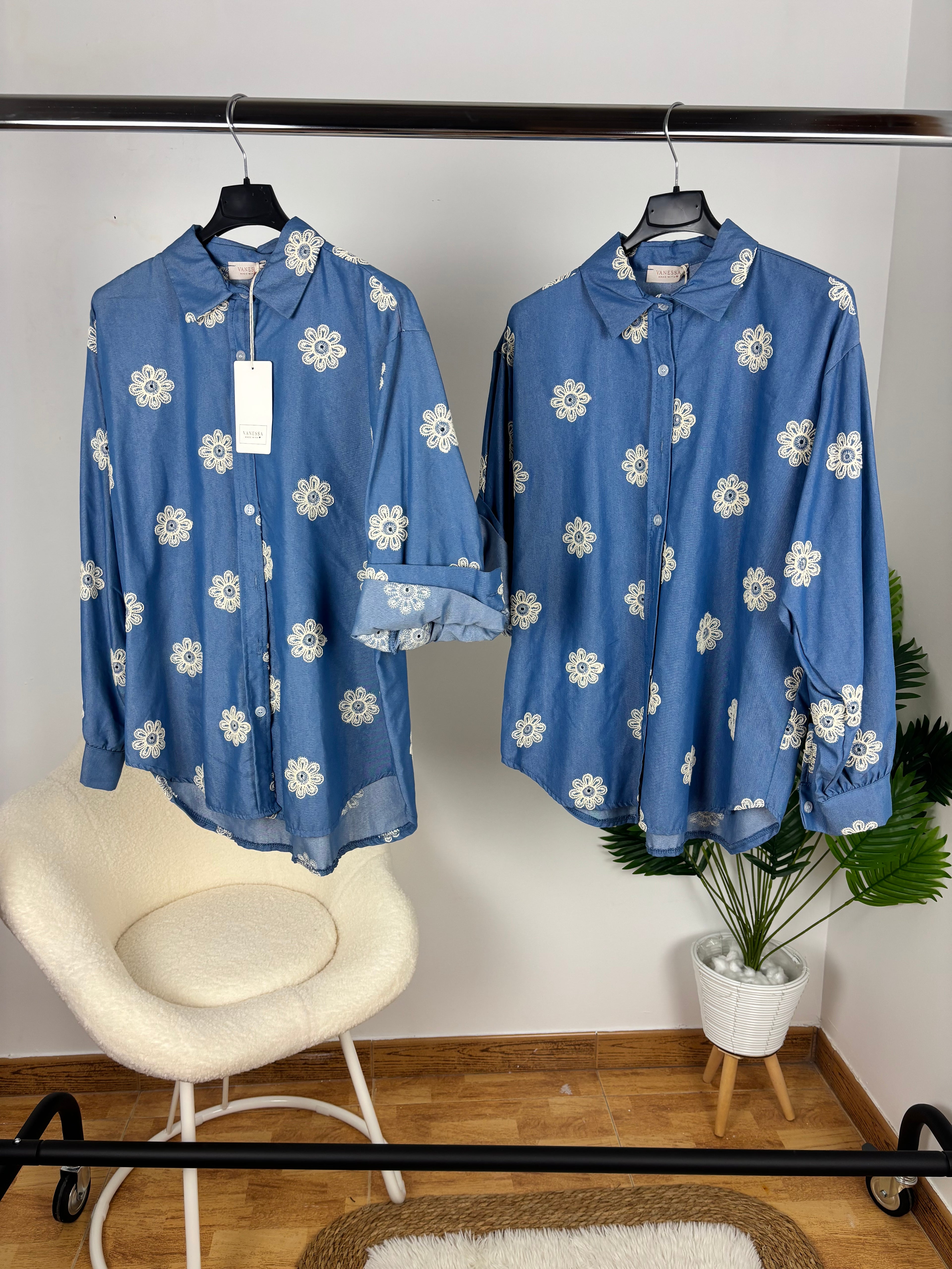 Camisa larga bordada