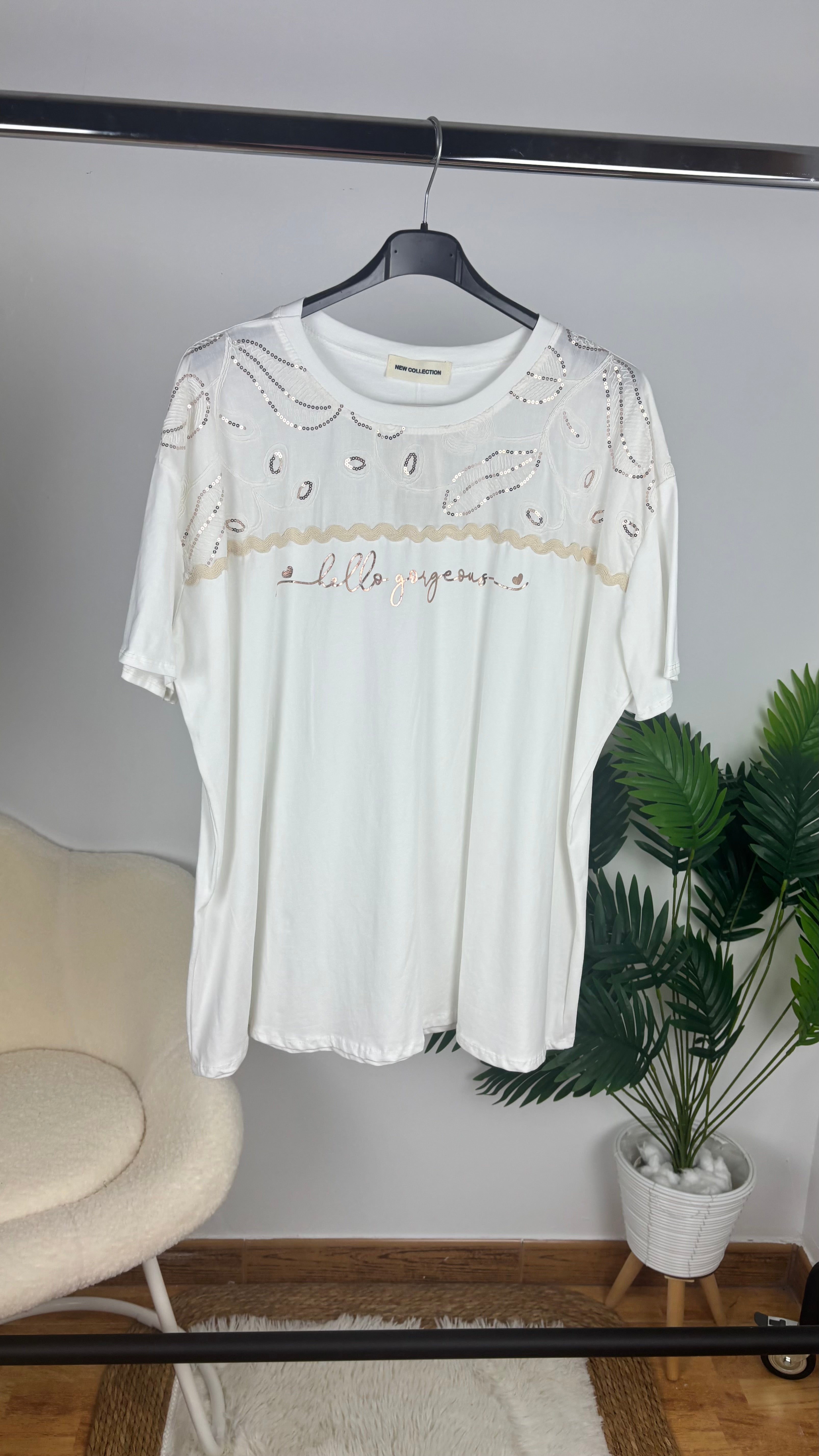 Camiseta grande lentejuelas