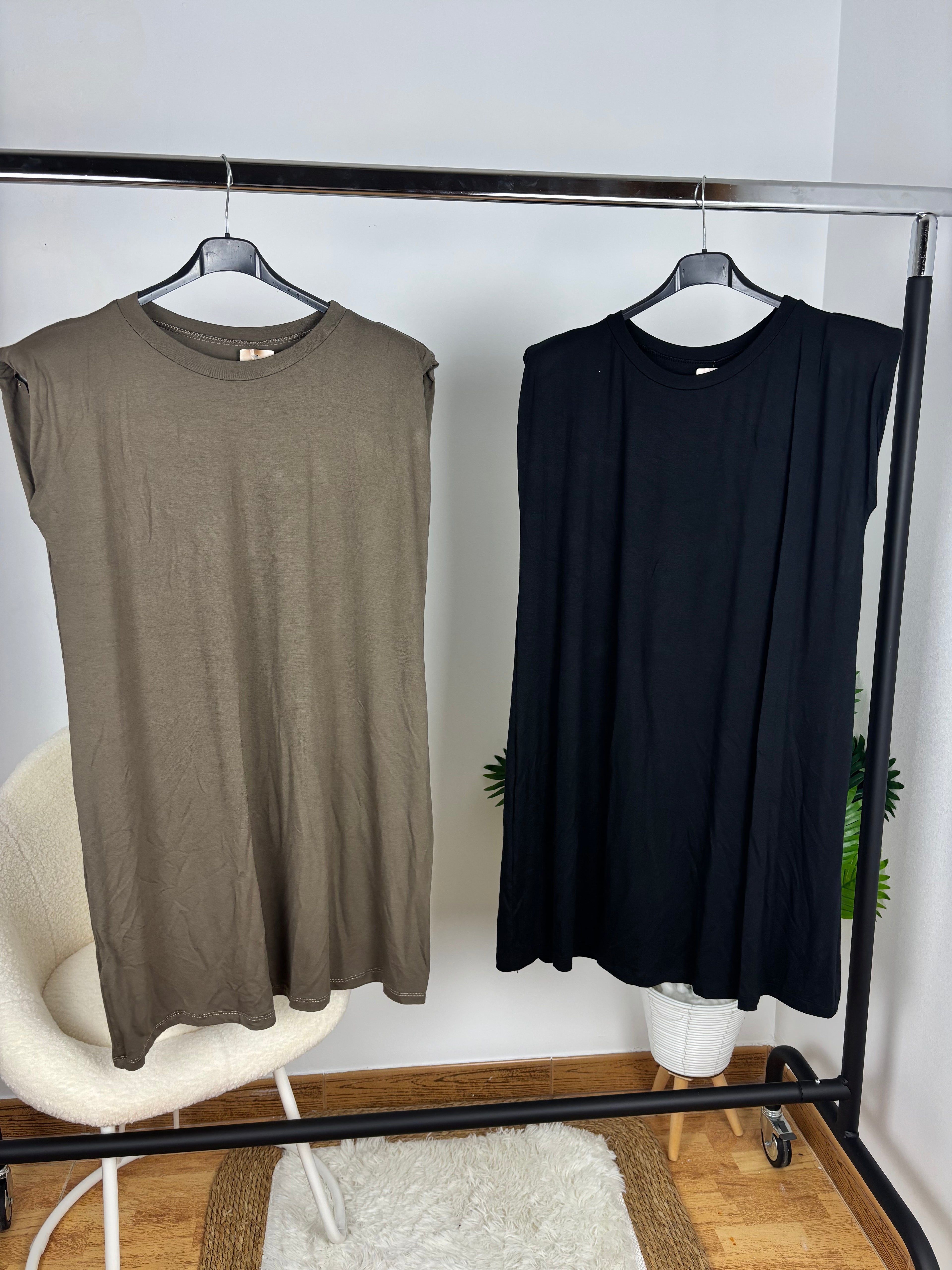 Vestido ancho algodón con hombreras