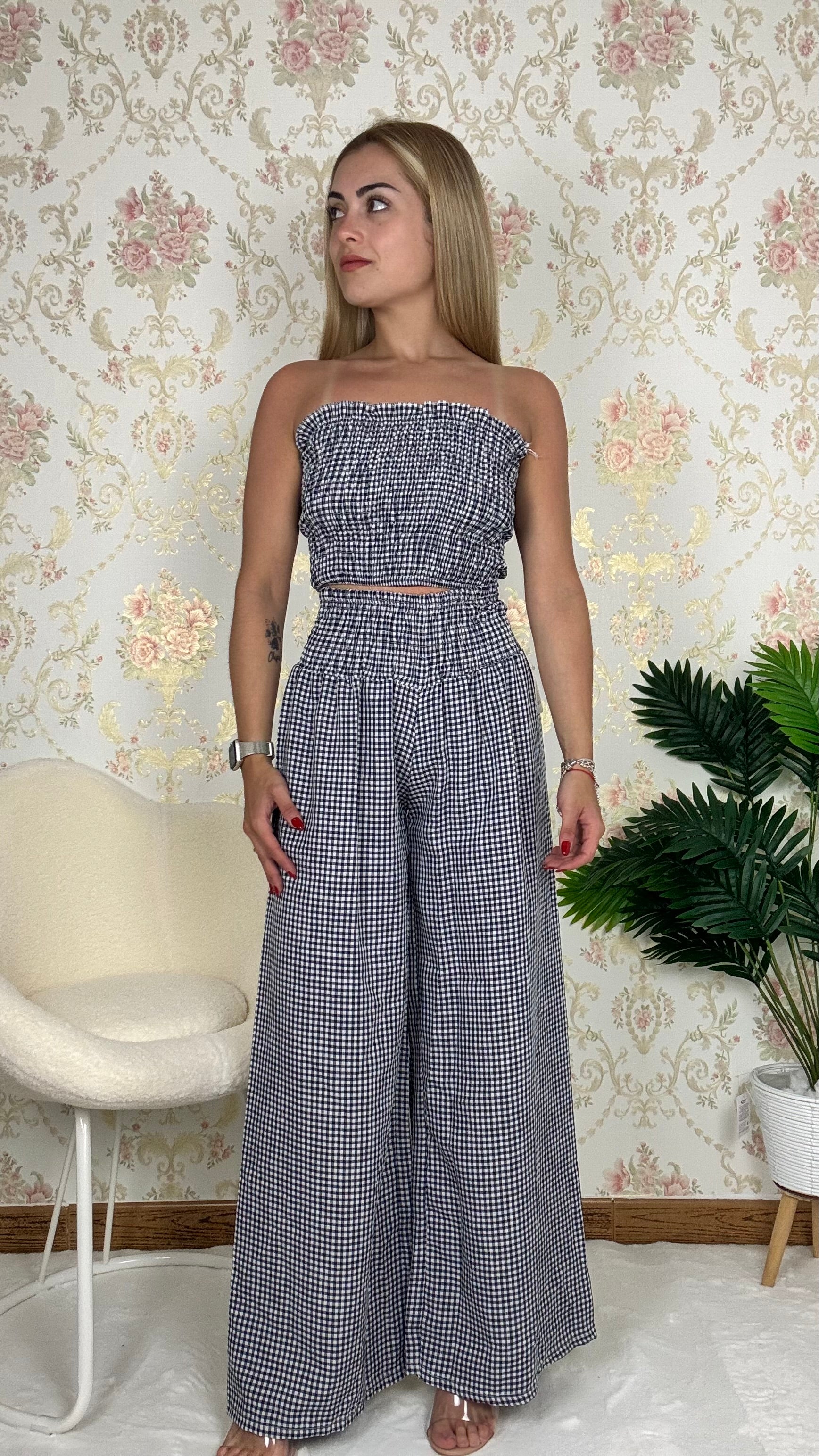 Conjunto top y pantalón vichy
