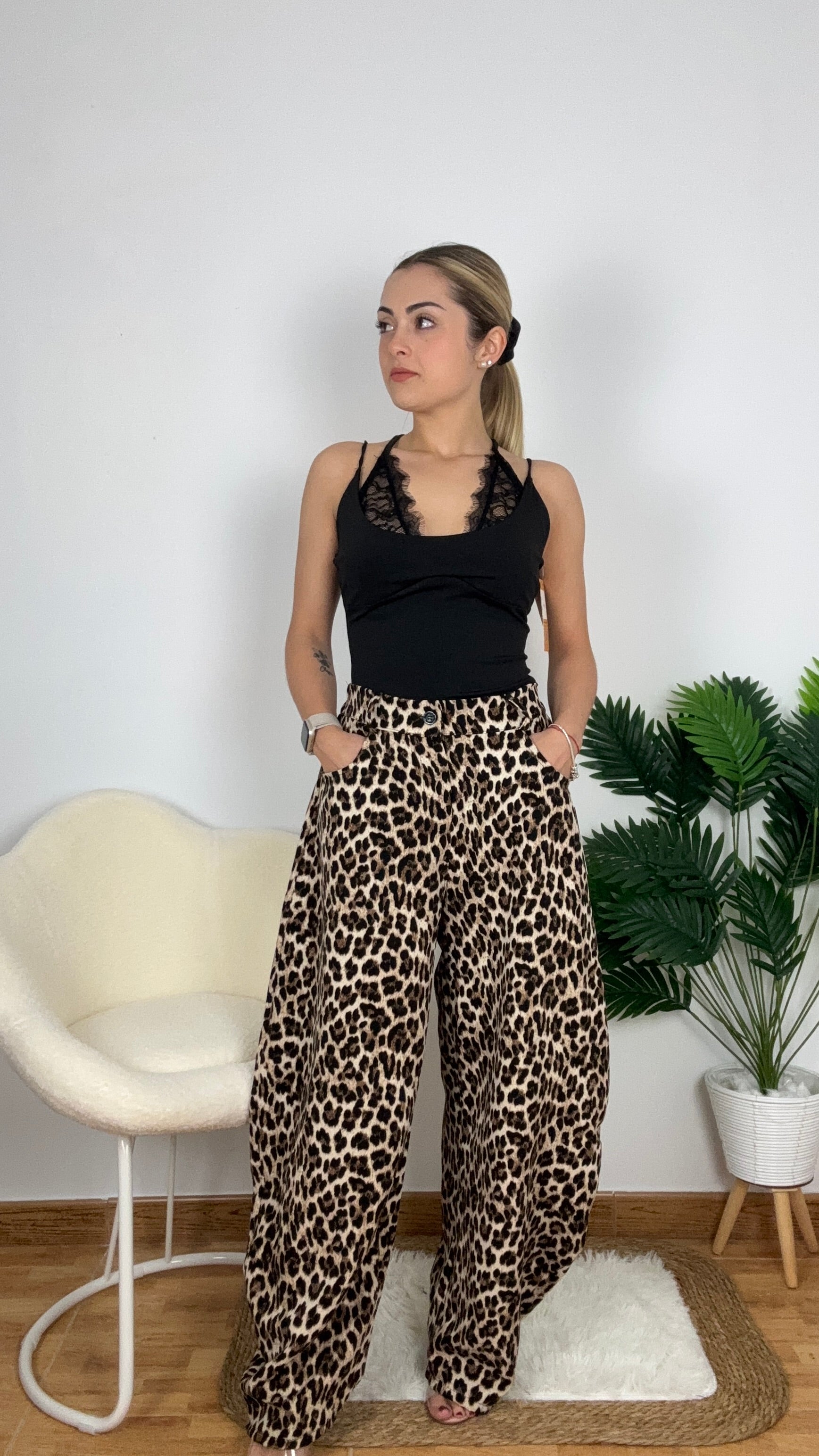 Pantalón globo leopardo