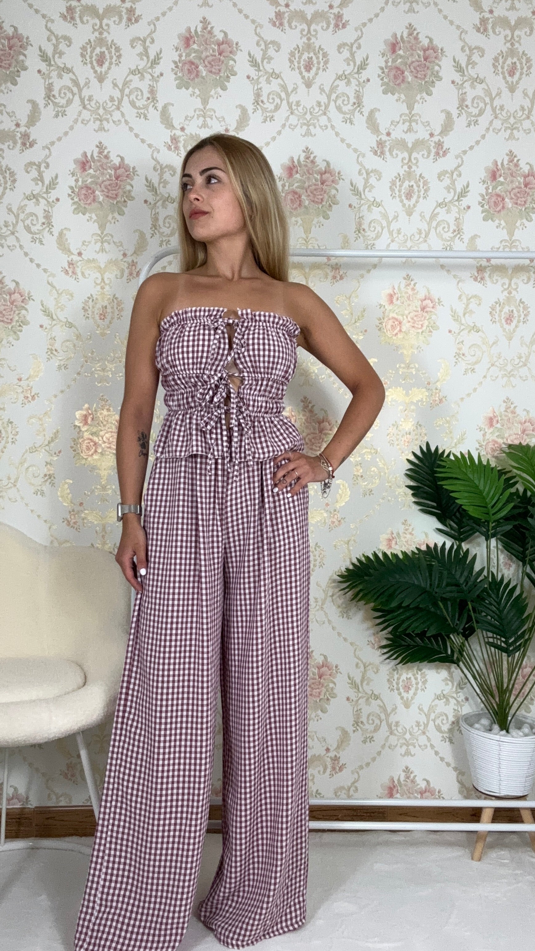 Conjunto ancho vichy