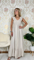 Vestido largo beige
