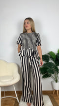 Conjunto rayas fruncido