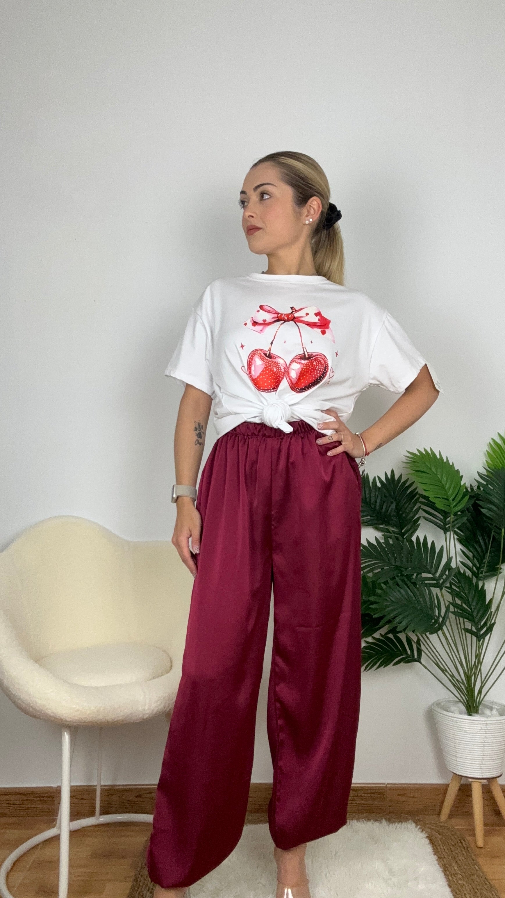 Pantalón globo satinado