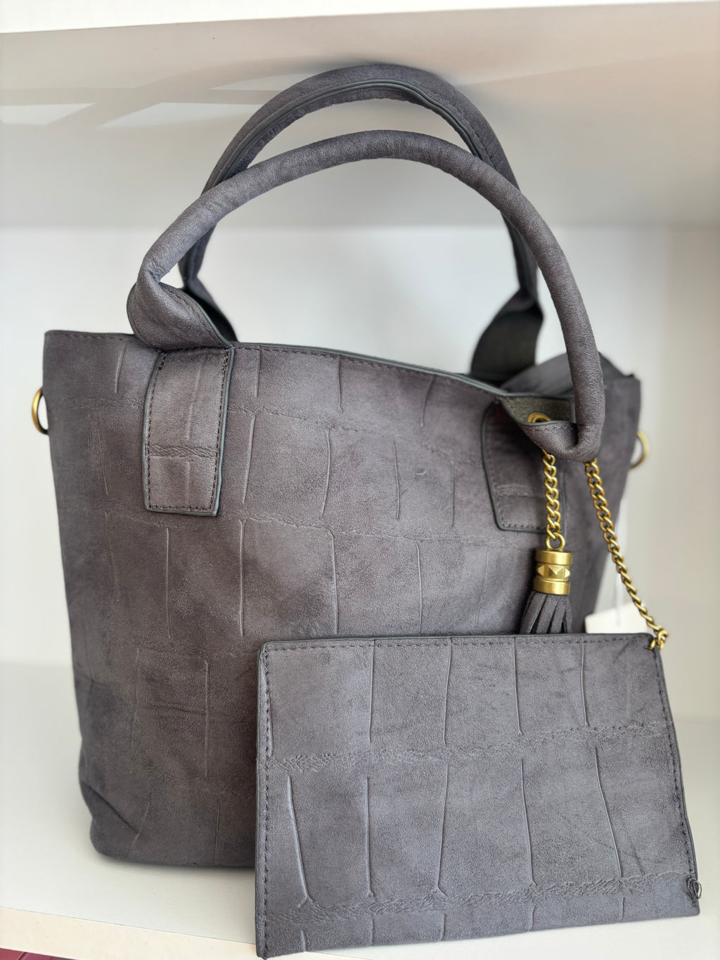 Bolso terciopleo gris